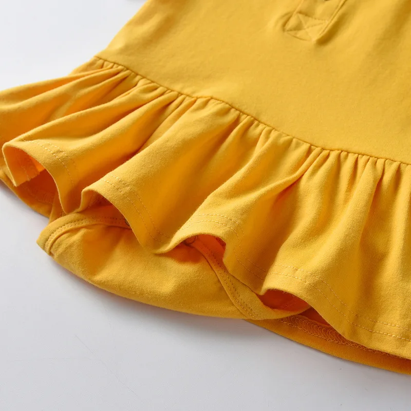 AiLe Rabbit/детская одежда для маленьких и средних девочек; платье-поло из чистого хлопка с короткими рукавами и кукольным воротником