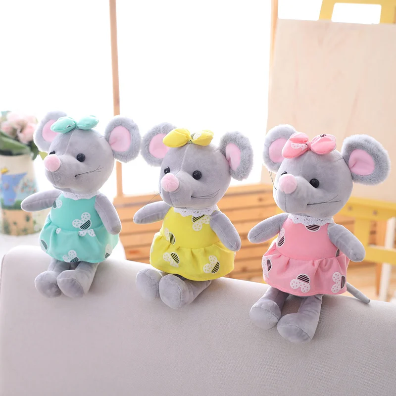 1 шт. милая плюшевая игрушка с мышкой 25 см Мягкая кукла мышка Kawaii подарок на день рождения для детей милые детские игрушки на день рождения