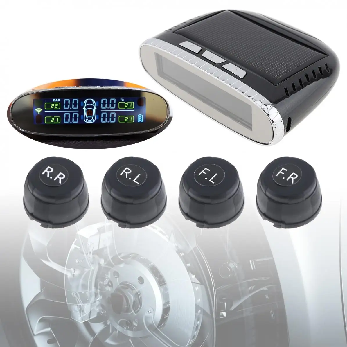 Водонепроницаемый TPMS шины Давление мониторинга Системы Солнечный Мощность зарядки цифровой ЖК-дисплей Дисплей Авто охранной
