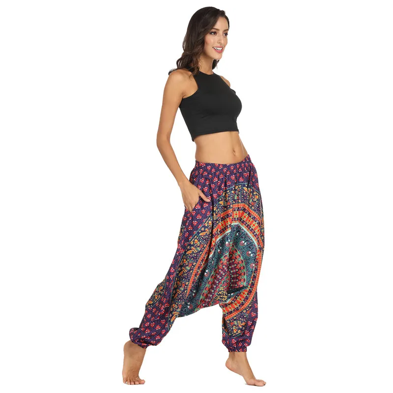 Горячие свободные штаны для йоги мужские и женские штаны для бега для женщин свободные широкие брюки для йоги Boho Aladdin Комбинезон Гарем Брюки