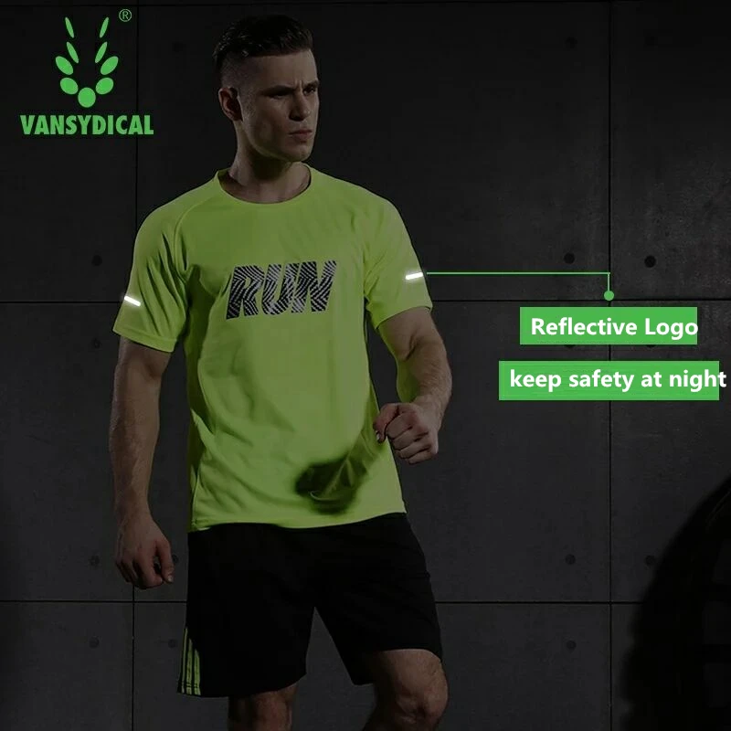Vansydical спортивные футболки для бега Мужская спортивная одежда с коротким рукавом