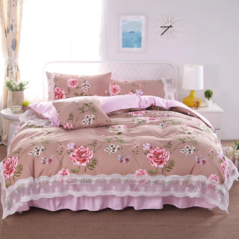 

Free Shipping Modern Style 100% Cotton Duvet Cover Set Bed Sheet Pillowcase King Size Super Soft Bedding Sets GODU012