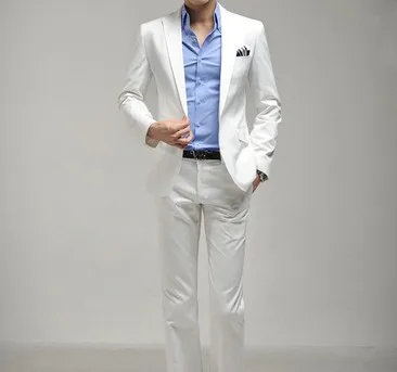 Формальный свадебный костюм для жениха брюки модный бренд Slim Fit повседневные деловые прямые платья Брюки - Цвет: 1 button white