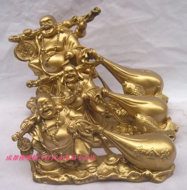 

crafts copper Bronze art Copper maitreya Large gold bags lucky laughing buddha bag bronze statue feng shui decoration