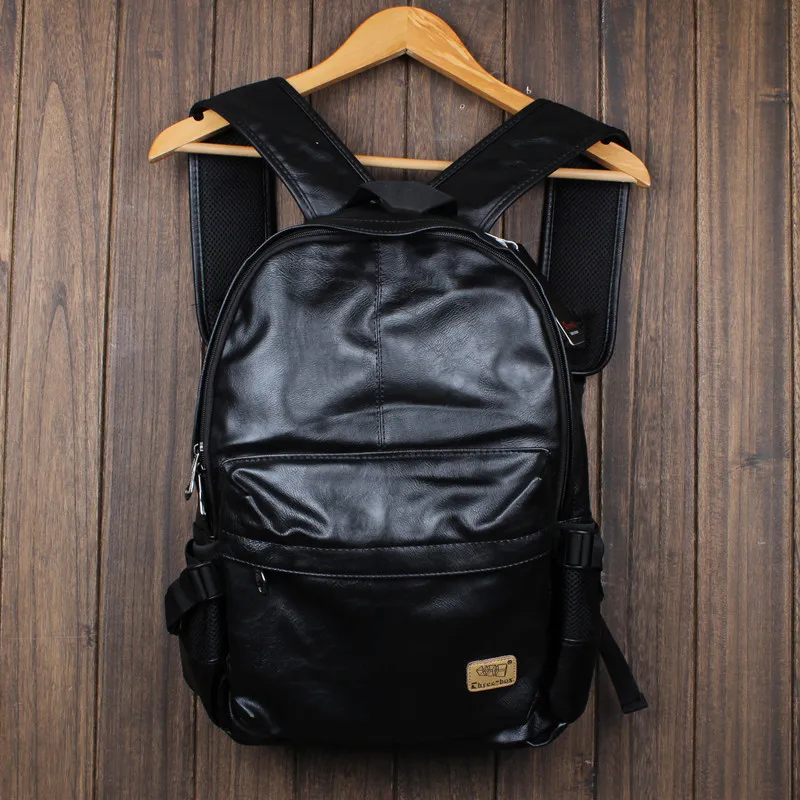 Black Leather Designer Backpack Mens