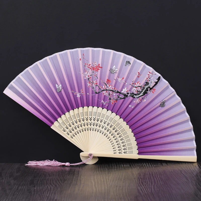 Бамбуковый складной веер Китай/японский стиль для женщин маленькие вееры Cheongsam реквизит Классический шелковый Банкет Свадебный античный веер подарок