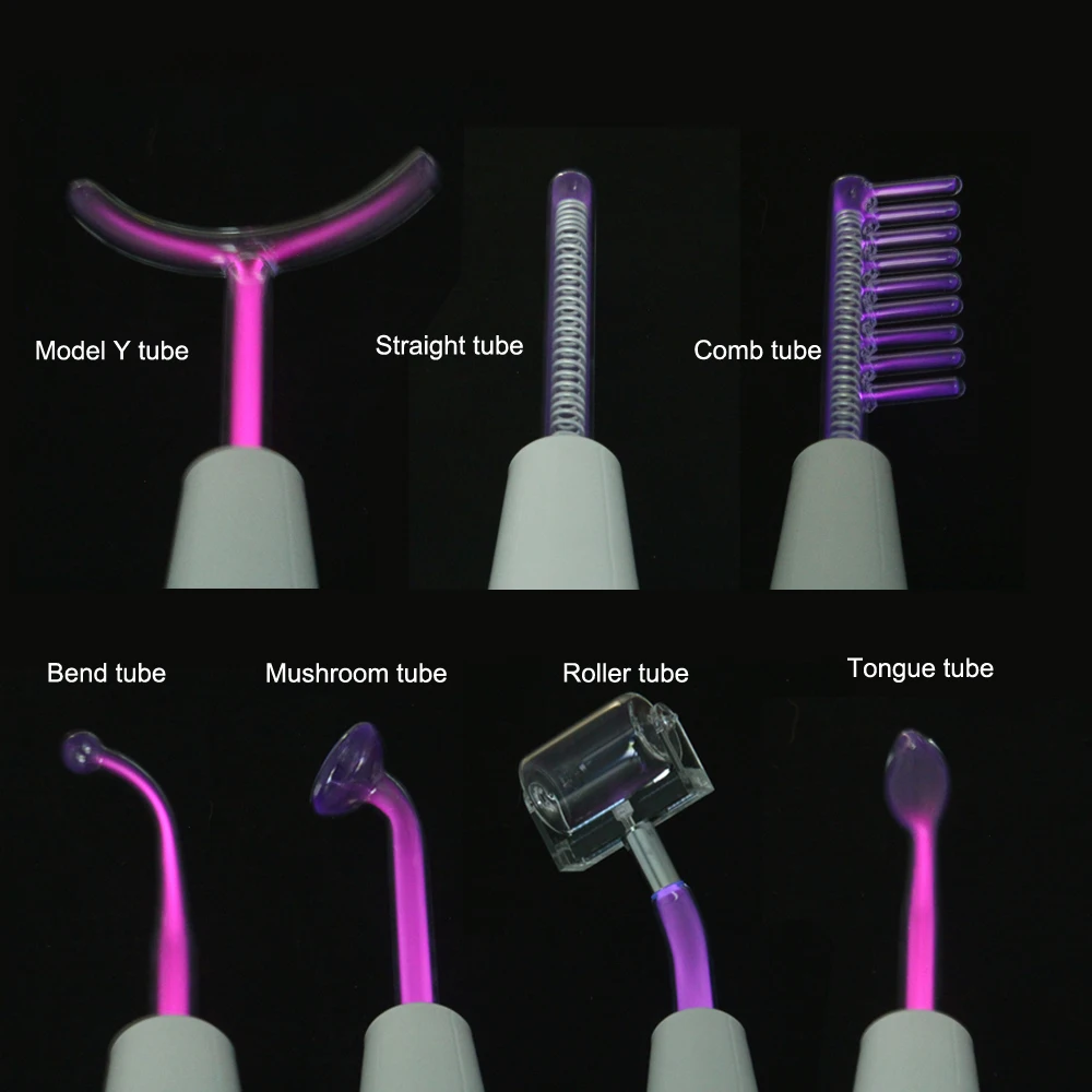 7 в 1 Высокочастотный электрод, стеклянная трубка, фиолетовый светильник, палочка для ухода за кожей, средство для удаления акне, косметический аппарат спа для лица