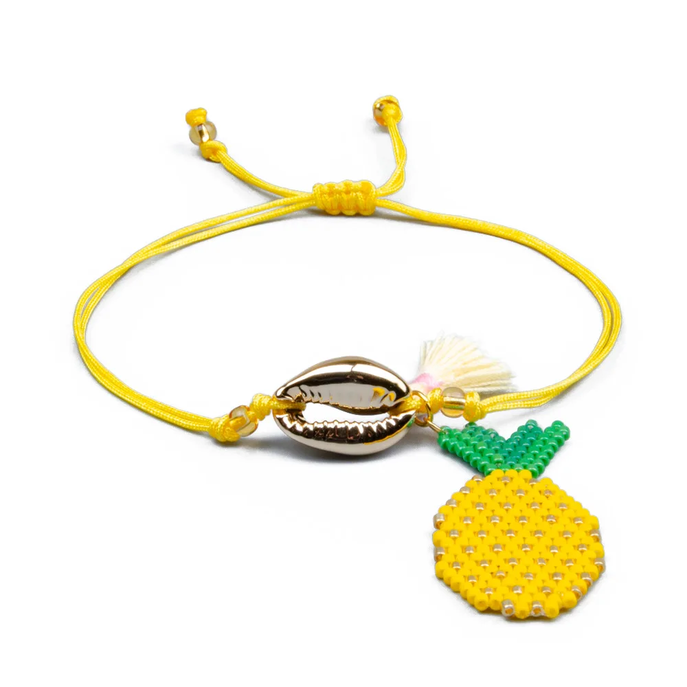 

Fringe Ms. Bracelet Shell Pineapple Jewelry Miyuki Rice Bead Weave Pineapple Friendship Rope