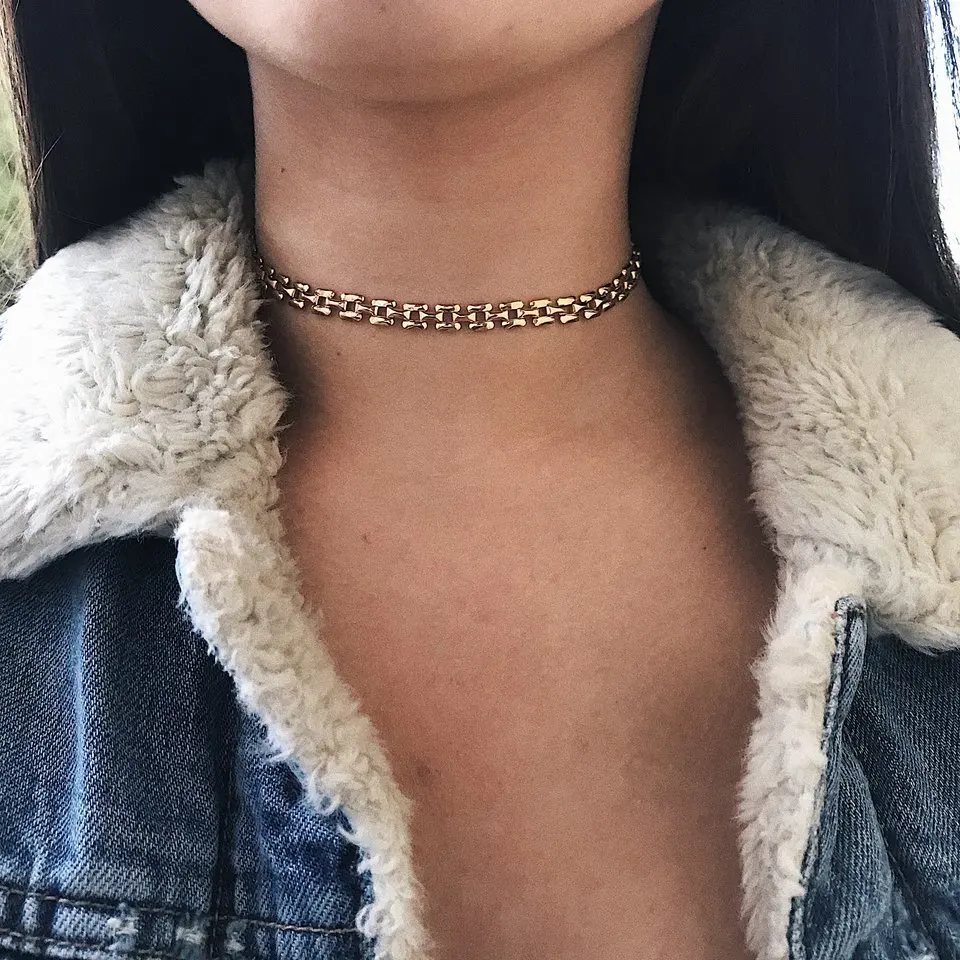 Gold link choker necklace Clearance