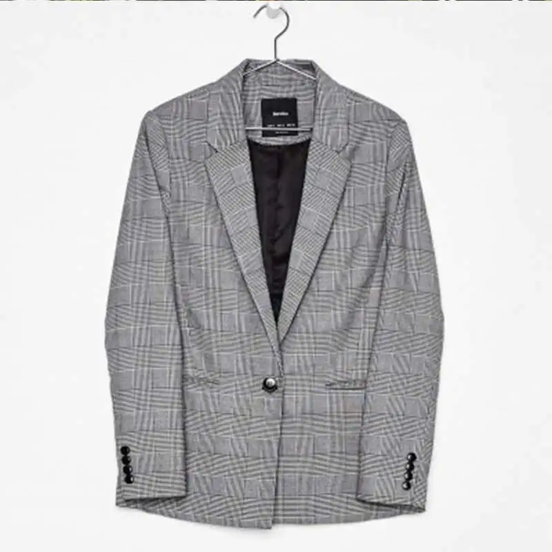 liva girl Classic Plaid single Breasted Women Jacket Blazer Notched Collar Female Suits Coat Fashion Houndstooth Outwear 2019 liva girl Classic Plaid single Breasted Women Jacket Blazer Notched Collar Female Suits Coat Fashion Houndstooth Outwear 2019