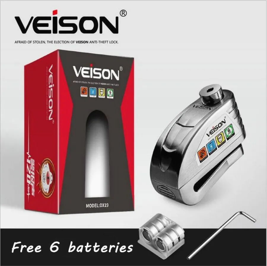 

VEISON Motorcycle Waterproof Alarm Lock Bike Disc Lock Warning Security Anti theft Brake Rotor Padlock Alarma Moto lock