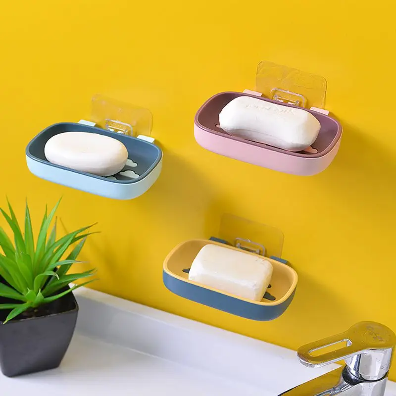 Self Adhesive Soap Dish Drain Sponge Box Holder Organizer Bathroom Wall Mounted Kitchen Rack Suspension Shelf No Drilling Self Adhesive Soap Dish Drain Sponge Box Holder Organizer Bathroom Wall Mounted Kitchen Rack Suspension Shelf No Drilling