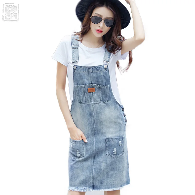 Summer Skirt Women Denim Suspender Skirt Jeans skirt Blue Jeans Casual
