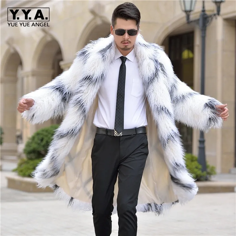 2019 для мужчин зимние белая Шуба с длинным рукавом из искусственной шерсти Мех животных верхняя одежда повседневное пальто для будущих мам