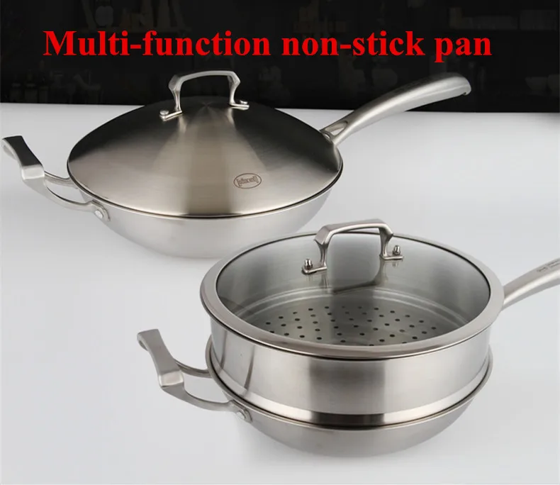Us 237 15 10 Off Food Grade 304 Stainless Steel 5 Ply Non Coated Flat Bottom Stick Pan Family Gl Lid Saucepan In Cookware Sets From Us 237 15 10 Off Food Grade 304 Stainless Steel 5 Ply Non Coated Flat Bottom Stick Pan Family Gl Lid Saucepan In Cookware Sets From