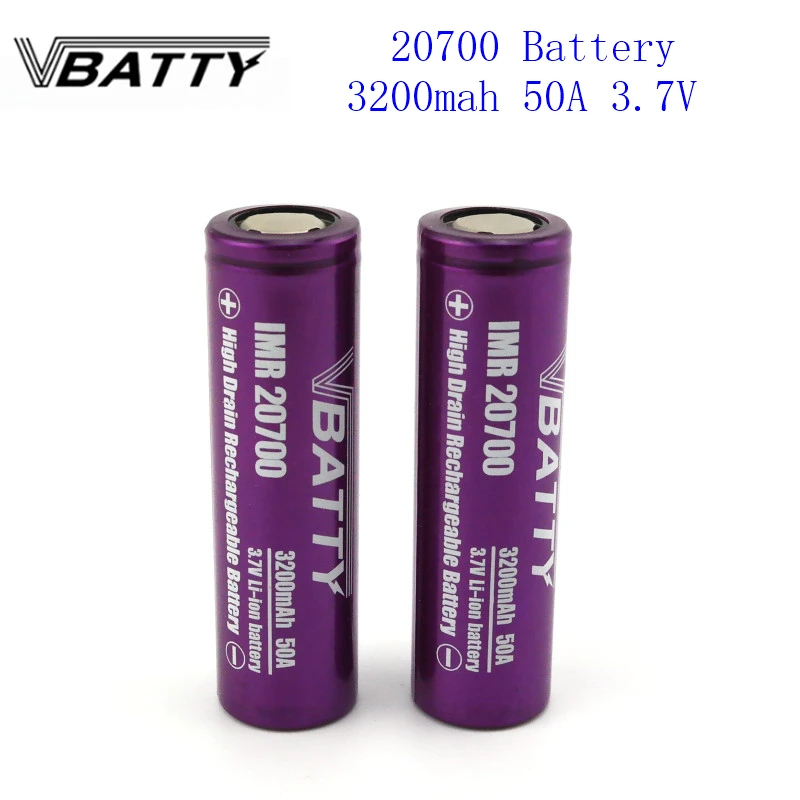 

1-7pcs/lot Hot sell Vbatty 20700 battery 3200mah 50A 3.7V li-ion rechargeable high drain 50A 20700 battery Very cheap