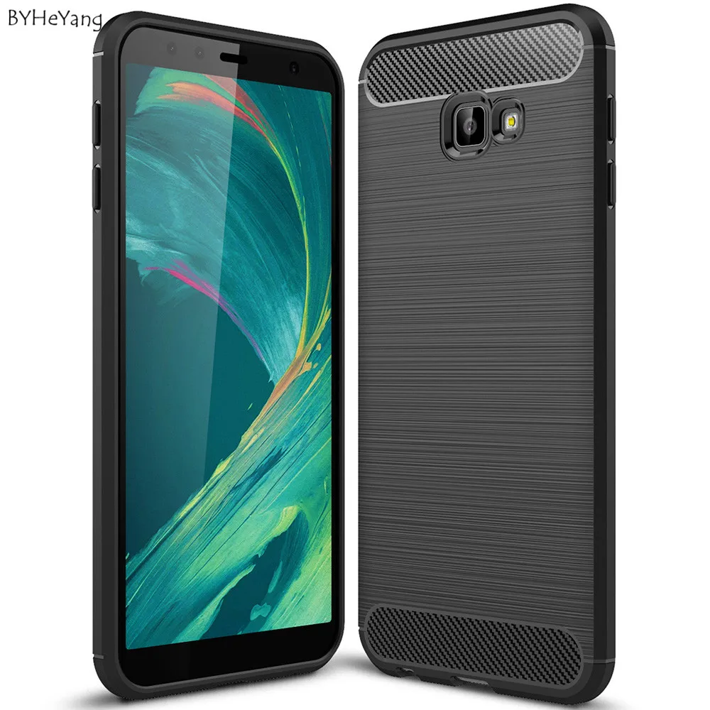 BYHeYang Silicone Case For Samsung Galaxy J4 Plus Carbon Fiber TPU Silicone Case For Samsung