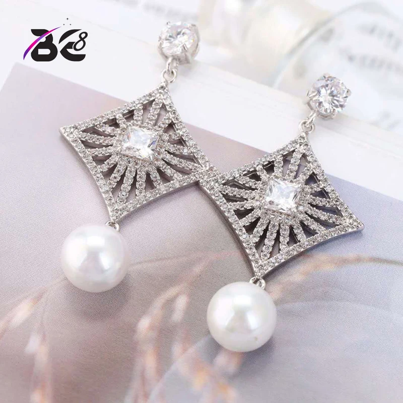 

Be 8 Hot Sale AAA Cubic Zirconia Stone Statement Earrings Geometric Design Drop Earrings for Women Gift boucle d'oreille E625