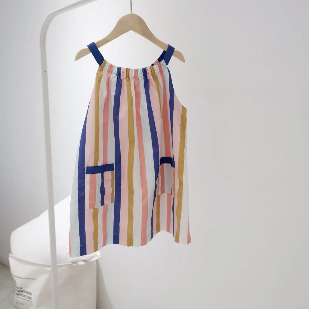 

summer 2019 baby princess dress striped printed cotton 100% rainbow cute toddler girls dresses