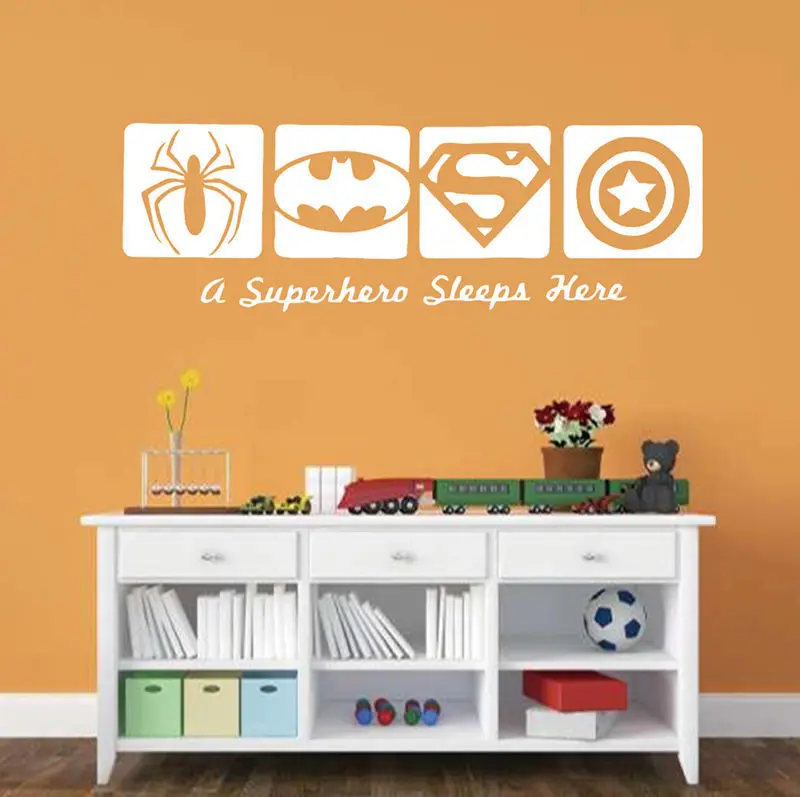Wall Sticker Removable Spiderman Batman Captain America Super Hero