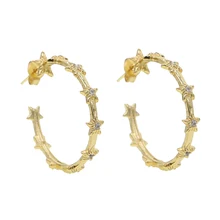 Gold Filled cz star circle hoop earring for women lady classic trendy jewelry wholesale