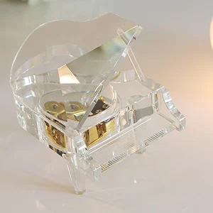 

18 note Clear crystal piano music box crystal music piano wind up music box luxury gifts for lovers