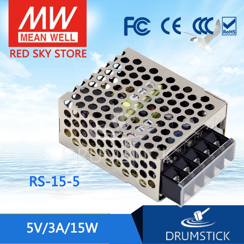 

MEAN WELL RS-15-5 5V 3A meanwell RS-15 5V 15W Single Output Switching Power Supply