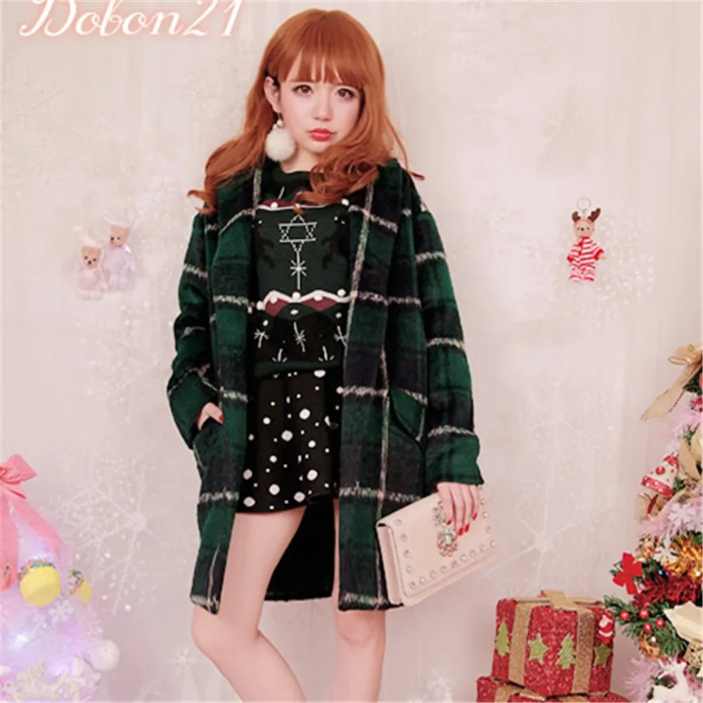 BOBON21 2015 Real Slim Regular Button Full Abrigos New Fashion Winter Coat And Plaid Grid Women Clothing Streetwear Wool C1150 | Женская