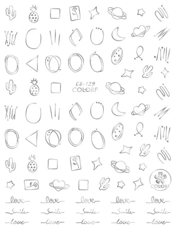 CB series CB-129 series Black White Gold Silver letters 3d nail art stickers decal template diy nail tool decorations CB series CB-129 series Black White Gold Silver letters 3d nail art stickers decal template diy nail tool decorations