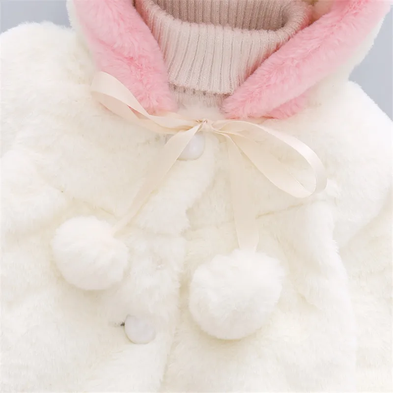 Bibicola/Зимняя куртка для маленьких девочек Одежда для новорожденных Обувь для девочек теплая куртка принцессы пальто Верхняя одежда Искусственный мех флис кардиган с капюшоном Bebe