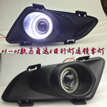 

eOsuns Innovative COB angel eye led daytime running light DRL + halo Fog Light + Projector Lens for mazda 6 2003-2005
