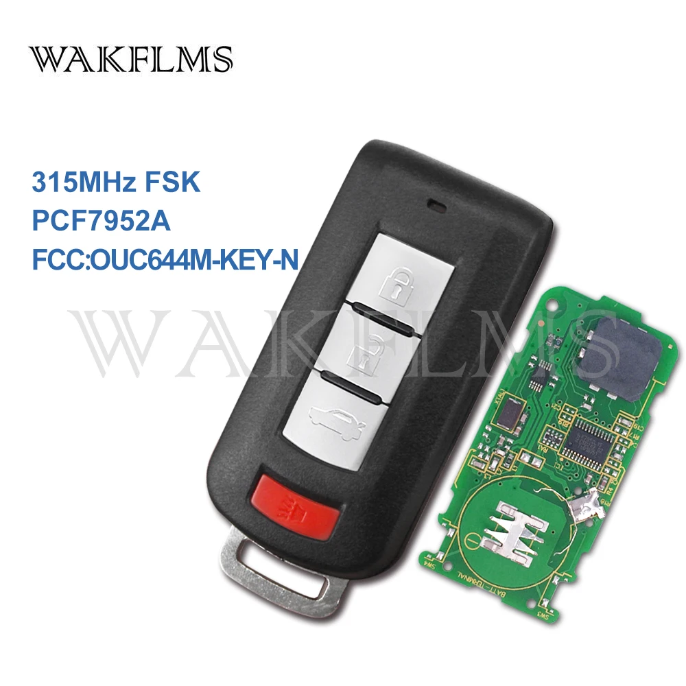 

4btns Smart keyless go entry Remote Car Key for Mitsubishi Lancer Outlander Galant 315MHz PCF7952A chip OUC644M-KEY-N No Mark