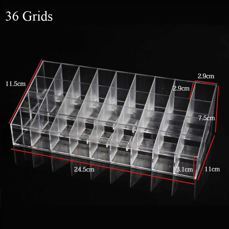 Прозрачный пластиковый органайзер с 36/40 слотами для макияжа, коробка для хранения губной помады, косметический Органайзер для хранения блеска для губ, держатель для губной помады, демонстрационная стойка - Цвет: 36 slots