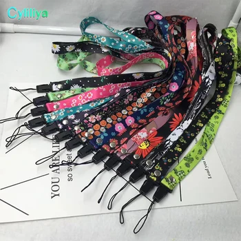 

800pcs Colord Flower Lanyards Neck Strap For ID Card Badge Phone Hang Rope Lariat Lanyard keychain