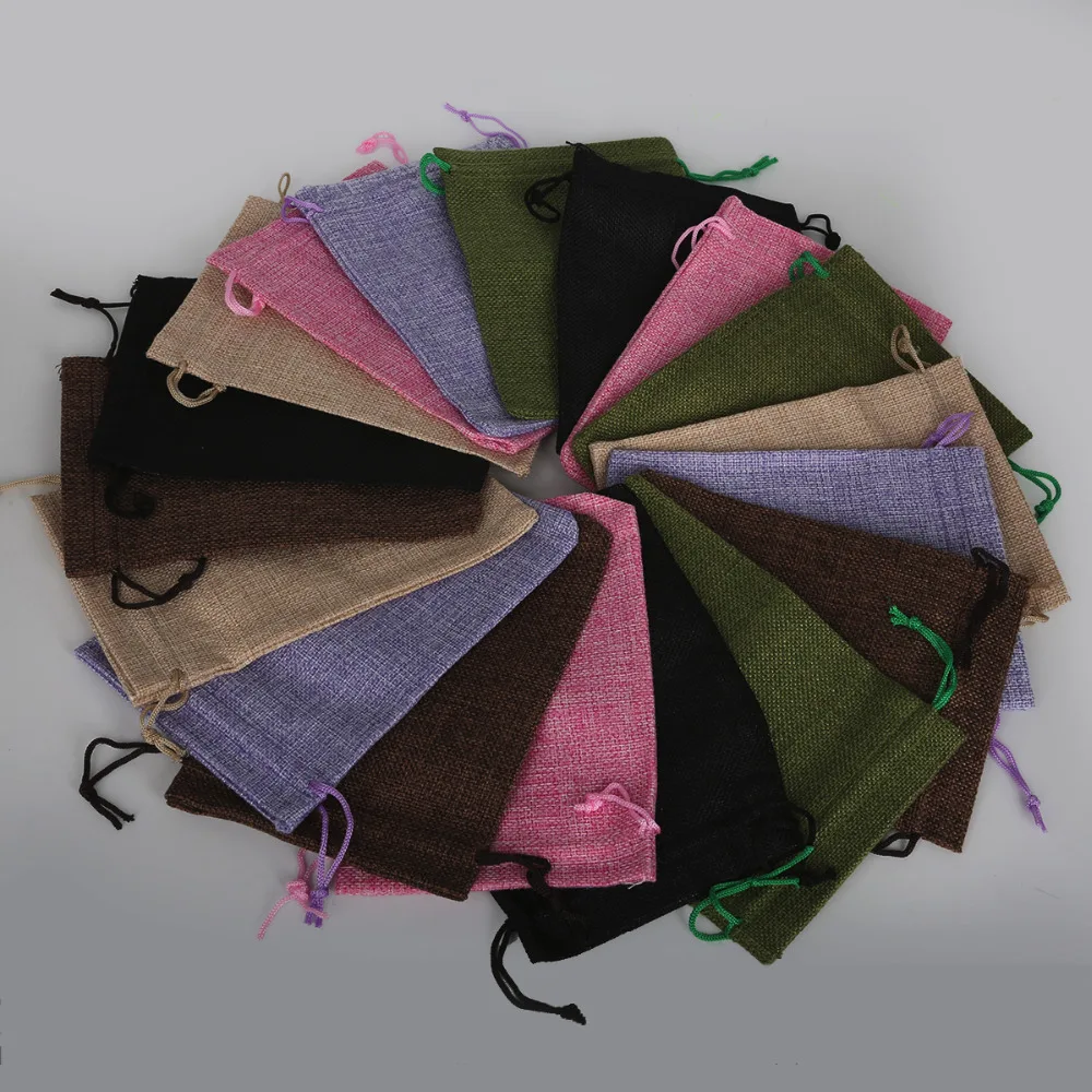 

Big Size 13x18cm Gift Candy Pouch Cotton Linen Drawstring Bag For Jewelry Storage Packaging Christmas Wedding Party Supplies