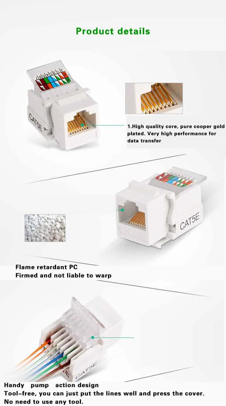 10 шт. без инструментов CAT5E UTP сетевой модуль RJ45 разъем информации розетка компьютерная Розетка Кабель адаптер Keystone Jack для AMP