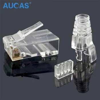 

Aucas High Speed rj45 cat6 plug 8P8C computer network cable connector modular plug cat 3-piece suit Network RJ 45 Connector Cat6