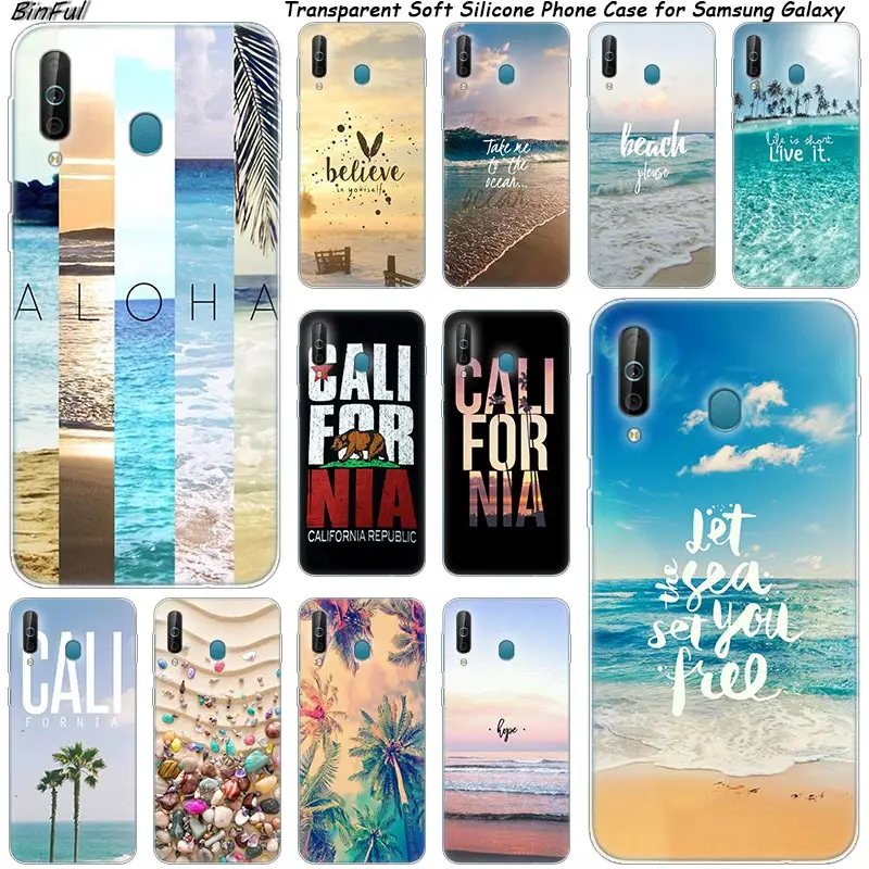 

Summer beach tree Silicone Phone Case For Samsung Galaxy A80 A70 A60 A50 A40 A40S A30 A20E A2CORE M40 Note 10 Plus 9 8 5 Fashion