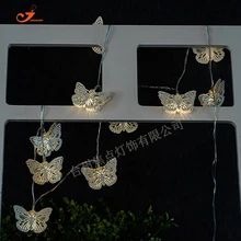 NEW 2017 Romantic Butterfly Iron Metallic 10 LED String Lights Battery Operated Colorful White Amber Bulb Lamp Garden Home Decor