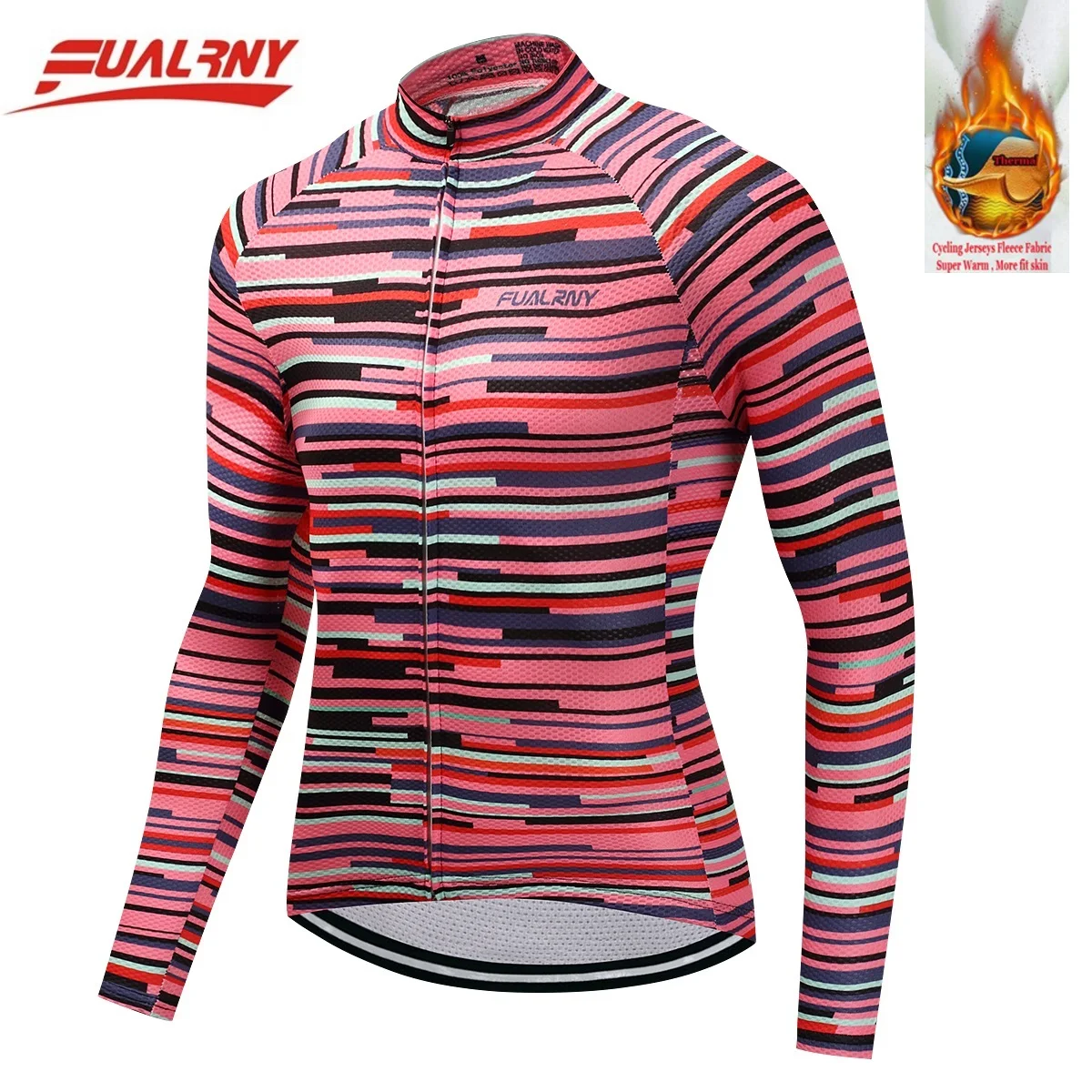 

2018 Team FUALRNY Red stripe Long sleeve Ropa Ciclismo Cycling Jersey/winter Thermal Fleece jersey Clothing Bike Clothes For Man