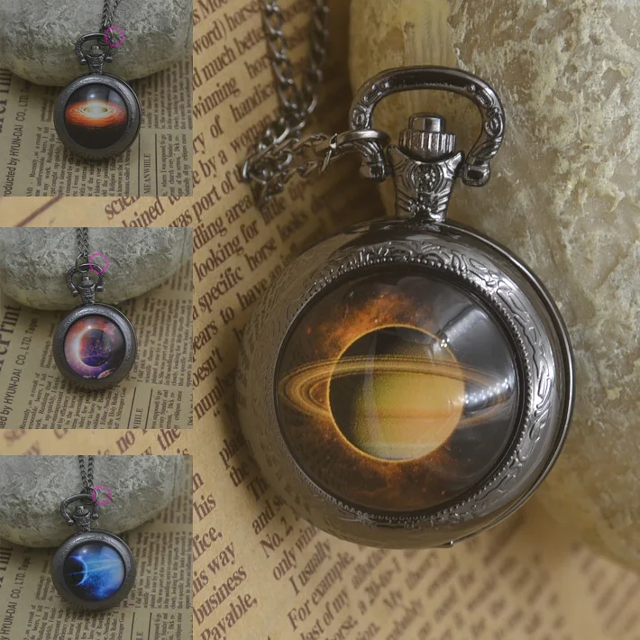 fashion galaxy jupiter pocket watch necklace woman fob watches
