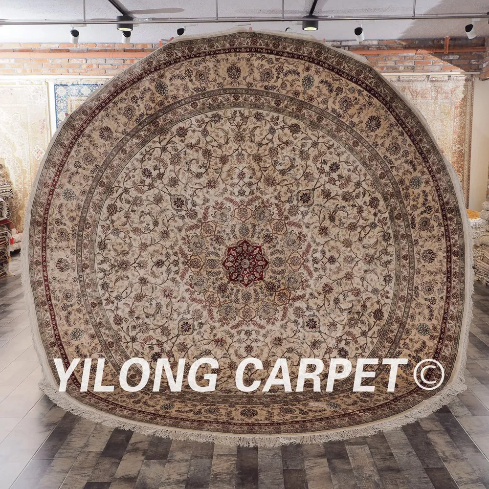 Yilong 9'x9' Vantage Античная турецкий восточных ПЕРСИДСКИЙ круглым шелковый ковер (SCH136A9x9)