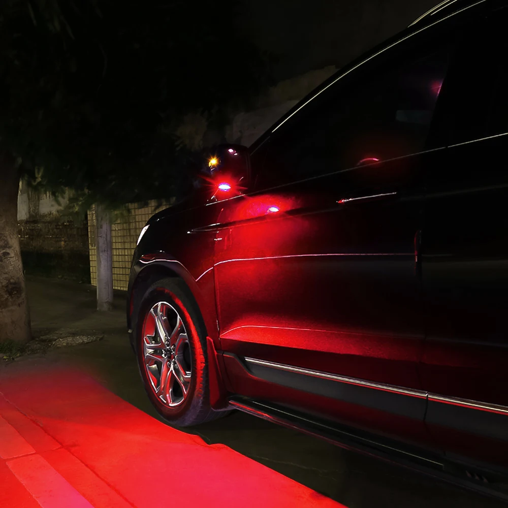 

2pcs Red Welcome Light For Ford Focus Fusion 2 3 Explorer Mondeo Edge Taurus LED Under Mirror Puddle Car Rear Mirror Light