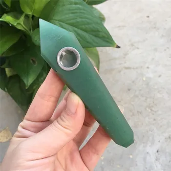 

portable crystal smoking pipe natural green jade for sale