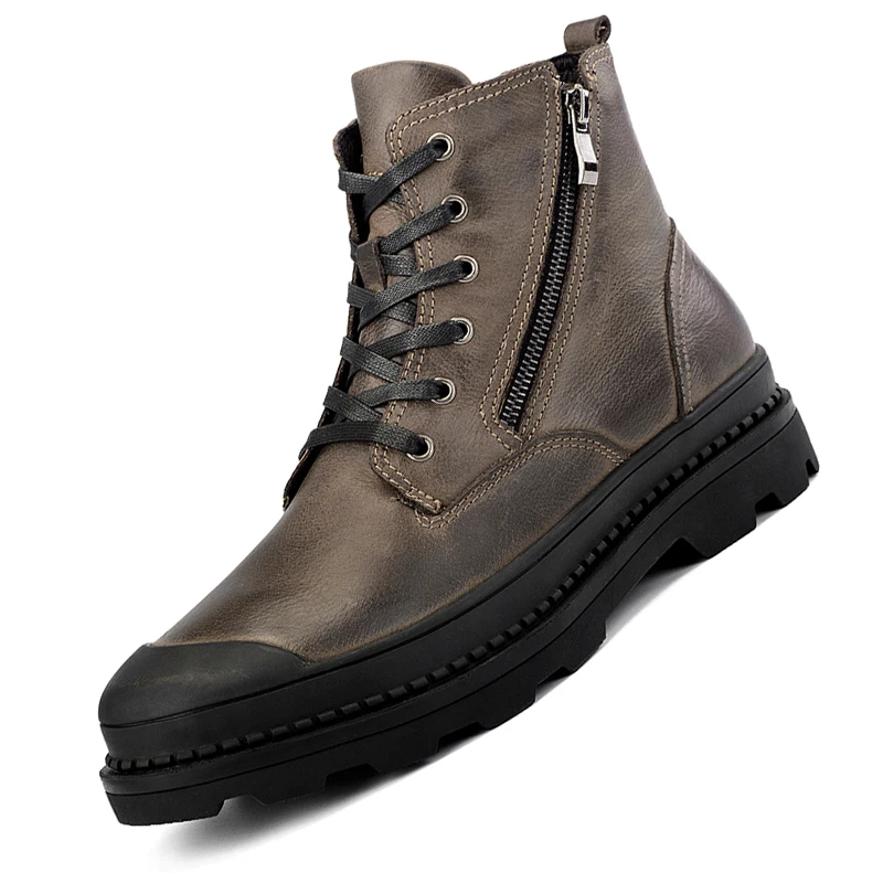 REETENE/мужские ботинки из натуральной кожи мужские ботинки из высококачественной кожи г. Зимние плюшевые ботильоны на молнии мужские зимние ботинки на меху, размеры 38-47