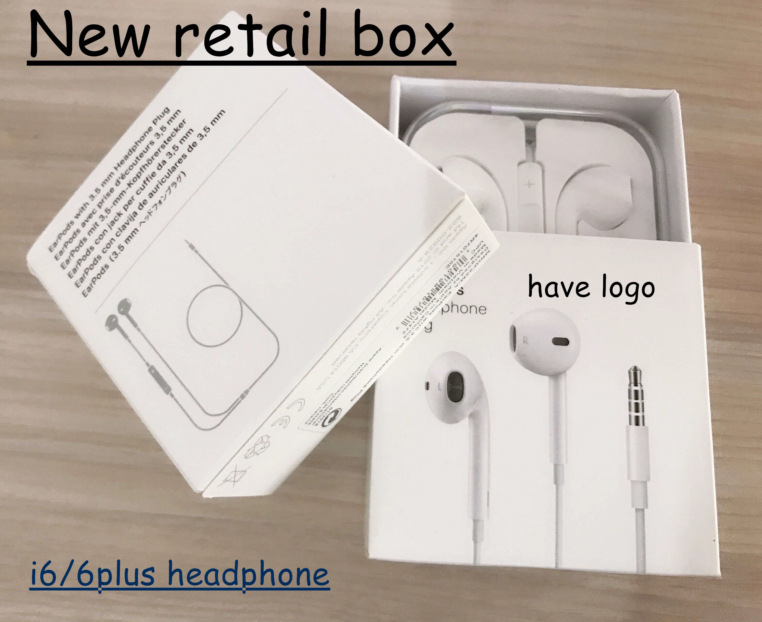 

50Pcs/Lot High Quality 3.5mm Headphone in Ear Headphones Earphone With Remote Mic for i5 SE 5s 6 6S plus,with new package logo