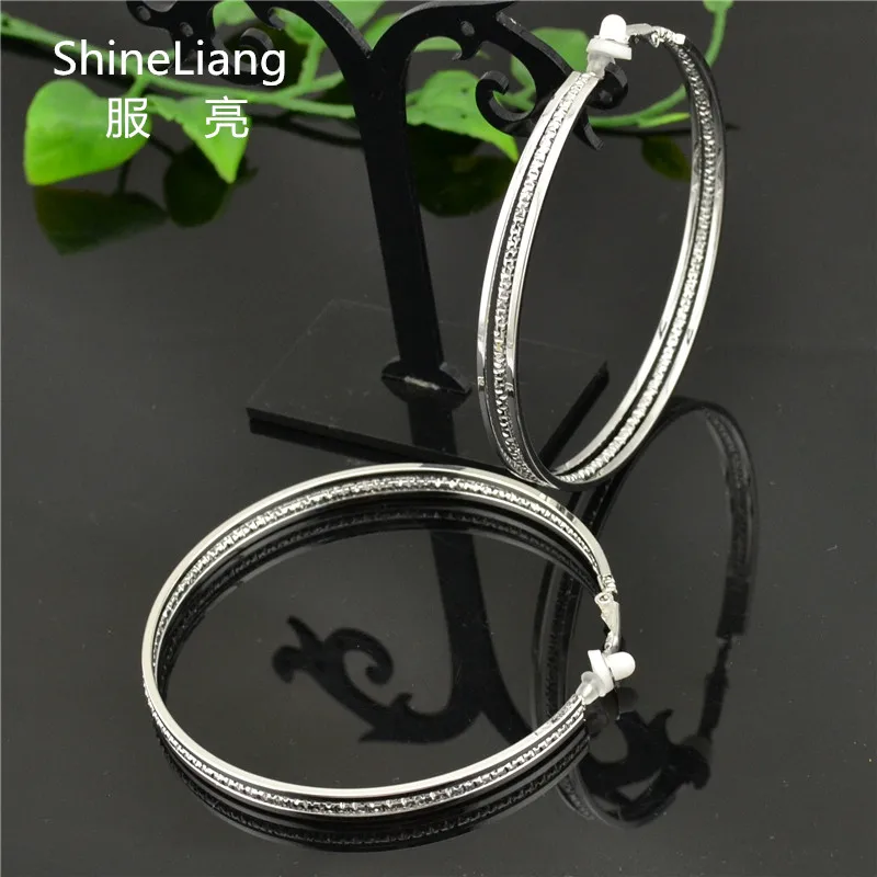 

Earrings for women Big round circle Clip on ear rings Without piercing Fashion Female Jewellery brand Rose Gold silver Thread