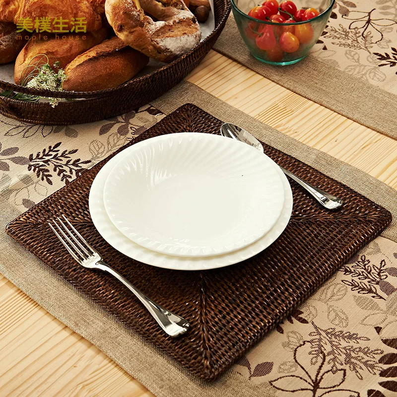 Us Park Living Square Woven Rattan Placemats Green Waterproof Us Park Living Square Woven Rattan Placemats Green Waterproof Insulation Mat Table Mats In Flatware Sets From Home Garden On Aliexpress