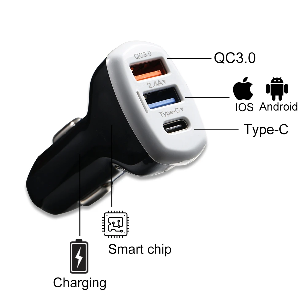 Caseier QC 3,0 USB Автомобильное зарядное устройство для iPhone Xr Xs Max 3 зарядное устройство для быстрой зарядки для samsung Note 9 type C мобильное зарядное устройство для телефона планшета