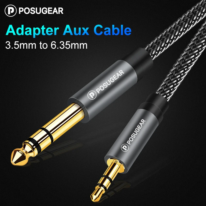 Позолоченный Aux кабель Posugear с разъемом 3 5 мм на 6 35 для усилителя CD плеера динамика